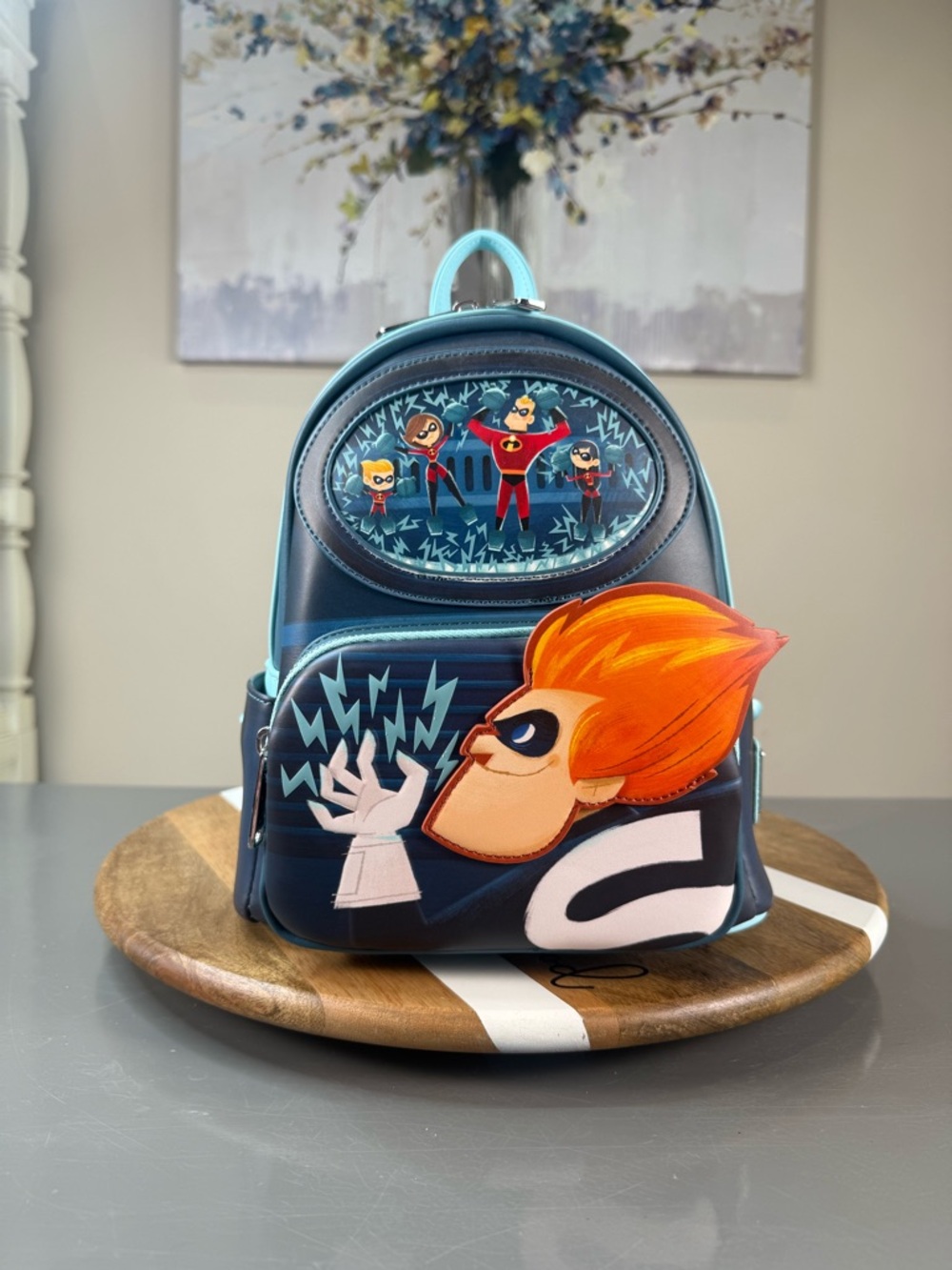 Disney Loungfly Incredibles Character Mini Backpack - Navy & Teal NWT